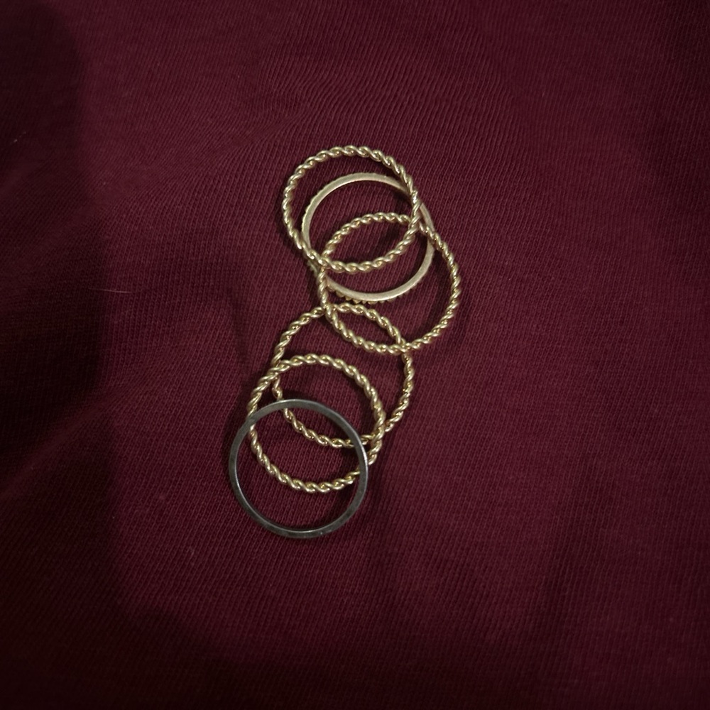 Elegant Gold-Tone Twisted Rings Set